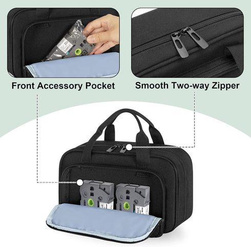 CURMIO Carrying Case for Brother P-Touch PT-D220/PT-D210 Label Maker, Portable Storage Organizer Bag for Label Printer