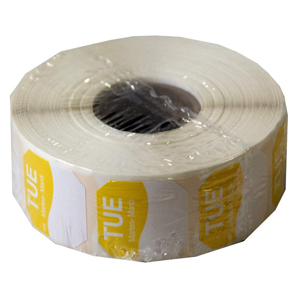 DayMark Day of The Week Removable Label, TUE - 1" x 1", Roll of 1,000