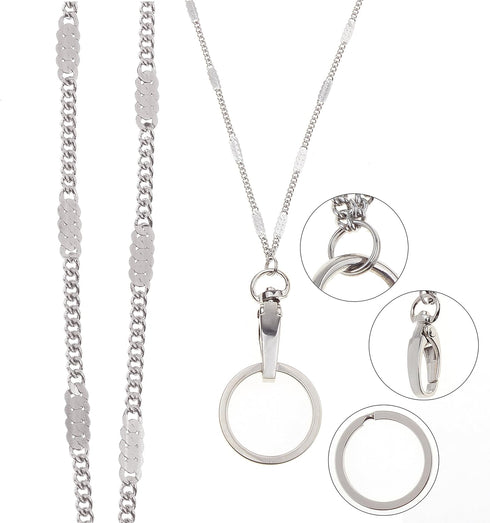 Wisdompro Women's Fashion Lanyard Necklace with Metal Clasp and Keyring for ID Badge, Keys - Twist Chain