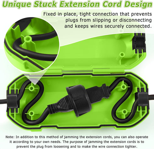 2 Pack Extension Cord Cover Waterproof, IP54 Waterproof Box, Unique Stuck Design for Holiday Lights Protection