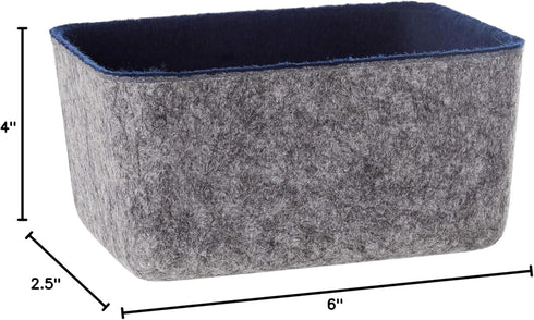 Three by Three Seattle Felt Storage Bin 6x4x2.5 Inch for Office, Craft Room, Living Room, Bedroom (Navy)