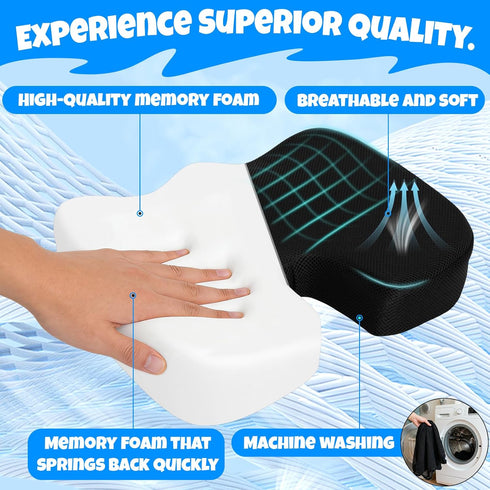 Rongyman Tailbone Ergonomic Seat Cushion with Memory Foam for Office Chair, Car Seat, Non-Slip Cushion, Sciatica