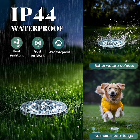 16 Pack PATIOWIN Small Solar Ground Lights, Pathway Lights Waterproof, Outdoor Solar Light for Garden, Driveway
