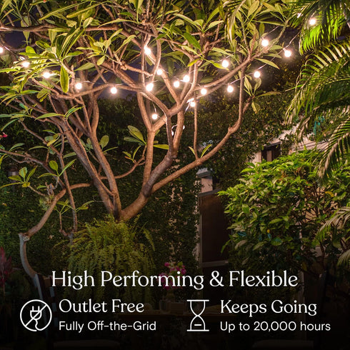 27 Commercial Bulbs 1W, Brightech Ambience Pro Solar Powered LED Outdoor String Lights - Ft Waterproof Patio Lights