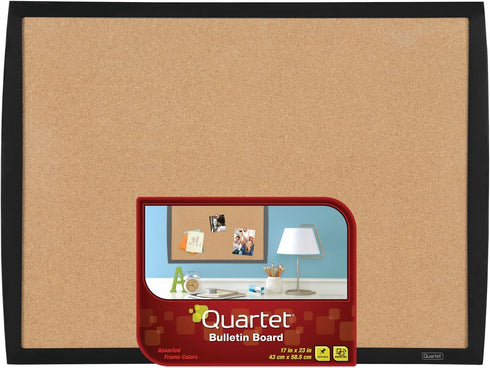 Quartet Cork Bulletin Board, 17"x23", Black Frame (33271-BK)