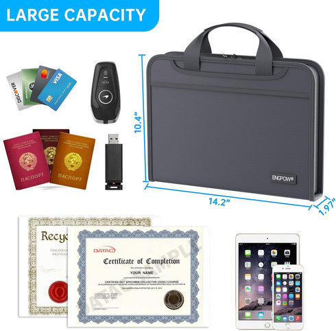 ENGPOW Accordion File Organizer, Fireproof Expanding File Folder with 13 Pockets, Document Organizer Bag with Handle &