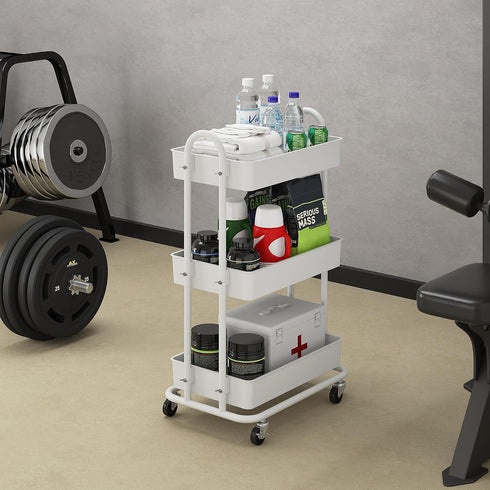 Boeeoan 3-Tier Utility Cart with Wheels, Rolling Cart, Storage Shelves, Multi-Functional Organizer Cart for Bathroom