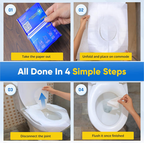 Pack 50 Toilet Seat Covers Disposable Flushable Travel of XL-Disposable Toilet Seat Covers-Biodegradable Paper-Kids Men