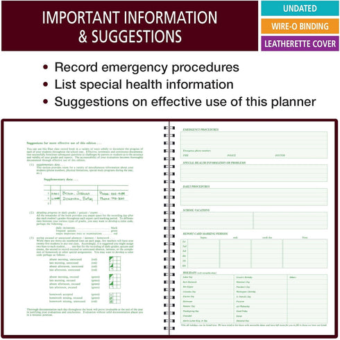 Elan Publishing Company Class Record Book, 50 Names, 9-10 Weeks, R1010 (Maroon)