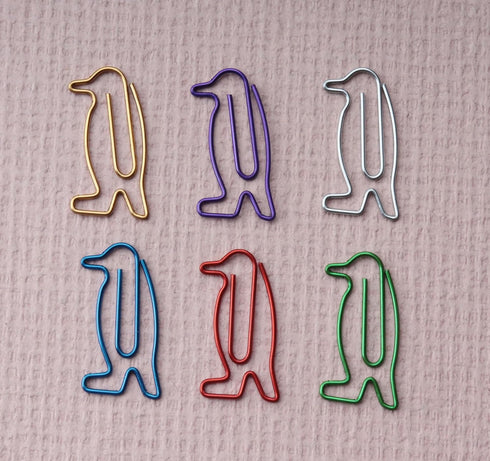 SOWAKA 30 Pcs Penguin Bookmarks, Metal 3.2 x 1.6 cm Small Cute Paper Clips for Students, Journaling, Document