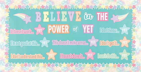 Teacher Created Resources Pastel Pop Believe in The Power of Yet Mini Bulletin Board