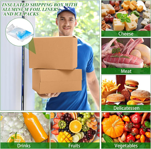 Honoson 4 Frozen Pack Pack Frozen (12'' 5.5'' 7.5'') Pcs Thermal Insulated Shipping Boxes for Food with Ice
