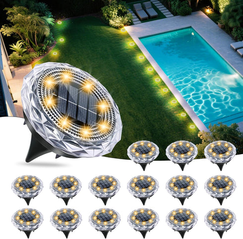 FORTULUX Solar Ground Lights,Solar Disc Light Outdoor Waterproof,Landscape Lighting Garden Lights for Pathway,