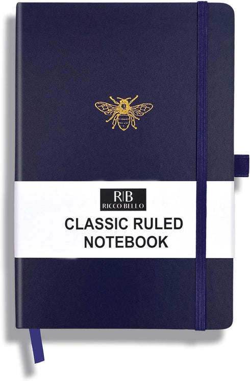RICCO BELLO Classic College Ruled Notebook, Faux Leather Hardcover Lined Writing Journal for Work, Home, School, 192