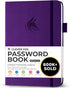Clever Fox Password Book with Alphabetical Tabs - Internet Address Organizer Logbook, Medium Password Keeper (Purple)