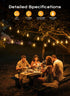 30FT 11+1 ST38 Dimmable IP65 Brightown Outdoor String Lights, LED LED Patio Lights Shatterproof, Waterproof Connectable