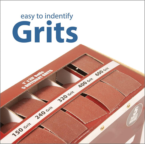 Boxed Multi-Roll Assorted Abrasive Rolls for Wood Turners, Includes 150, 240, 320, 400 & 600 Grit
