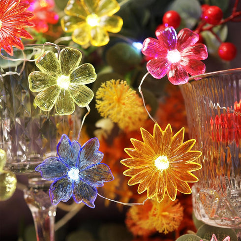 7ft 20LED JASHIKA Fairy Lights Decorative Flower Lamp -Waterproof Battery Operated String Lights Indoor Outdoor- Floral