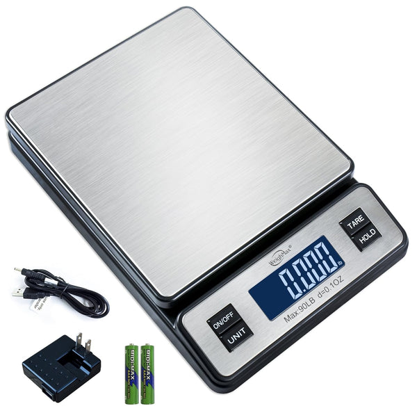 Weighmax W-2809 Digital Postal Scale, 90 LB x 0.1 OZ, Durable Stainless Steel, 1 Pack