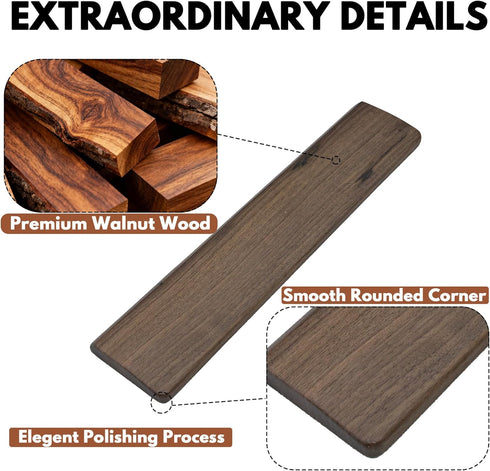 HAUSMODA 75% 80% (14.2 Walnut Wooden Wrist Rest Pad for TKL Keyboard, Ergonomic Solid Wood Hand Rest with Non-Slip