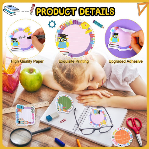 Cholemy 960 Sheets Cute Inspirational Sticky Notes - Assorted Shaped Memo Pads for Students & Office