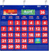 Blue Calendar Pocket Chart with 76 Cards - 68 Illustrated Activity Cards, 8 Dry Erasable Flash Cards & 3 Hooks