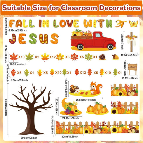 gisgfim Fall Bulletin Board Decorations, Fall in Love with Jesus Paper Cutouts, Christian Autumn Classroom Decor
