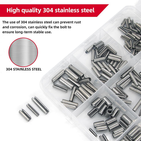 424Pcs Stainless Steel Needle Roller Assembly Set, Slotted Spring Pin and Spring Dowel Tension Roll Pins Assortment