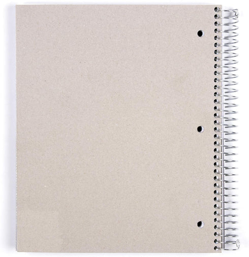 Mintra Office Durable Spiral Notebooks - 5 Subject, Red, Wide Ruled, 200 Sheets, Poly Pockets, Moisture Resistant Cover