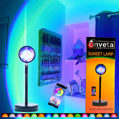 Onveta Lighting Sunset Remote-16 Setting-Golden Lamp with Phone APP Colors LED Projection Light-Ambient Lighting Mood
