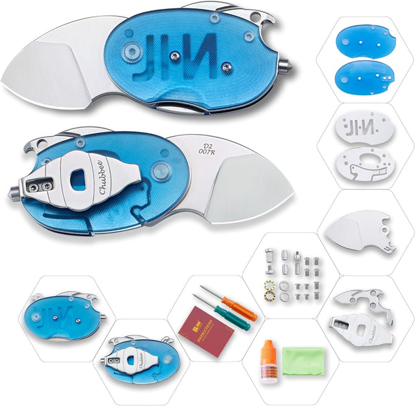 JIN Chubbee Small Pocket Knife, Razor Sharp D2 Blade, DIY Knife Kit,