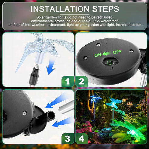 3 30 Anordsem Solar Garden Lights Outdoor: Waterproof PVC Insect Stake Light Heads - Changeable Color LED Lighting