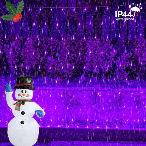 360 12ft 5ft 8 QITONG Purple Net Lights Outdoor Mesh Lights, LED x Christmas Net Light with Modes, Clear Wire Bush