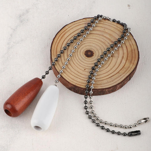 Gosknor 2pcs 12.68in Ceiling Fan Pull Chain Extension, White & Brown Light Pull Chain Extender Beaded Balls Fan Cord