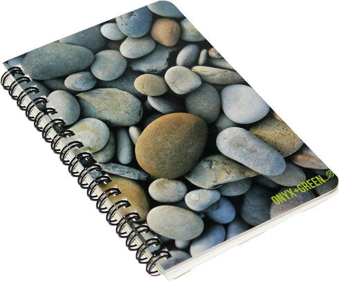 Onyx and Green Notebook, 3 x 5 Inches, Side Coil, 75 Ruled Sheets, Stone Paper