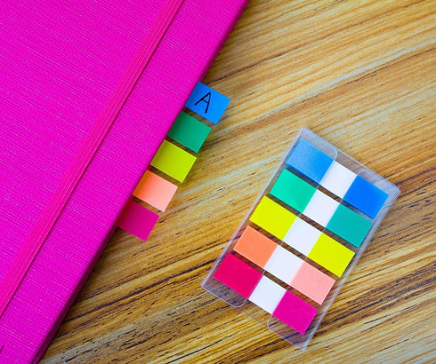 ELII 300 Pcs 2 Inch Sticky Index Tabs, Colorful Writable Transparent Book Tabs for Notebooks and Annotating
