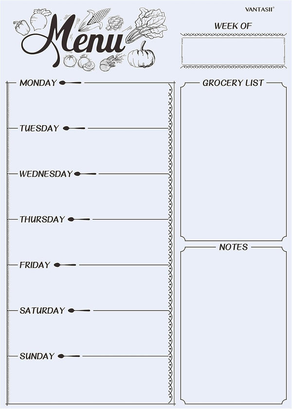 Magnetic Refrigerator Whiteboard, Weekly Menu, Meal Planner, Grocery List, Dry Erase Board