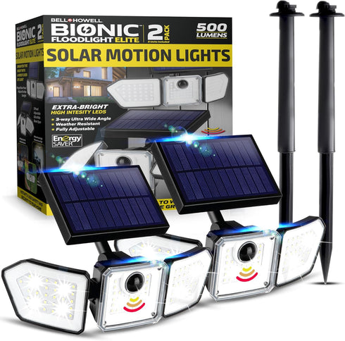 Bionic Flood Light 2 Pk Solar Lights Outdoor Waterproof, Ultra Bright 89