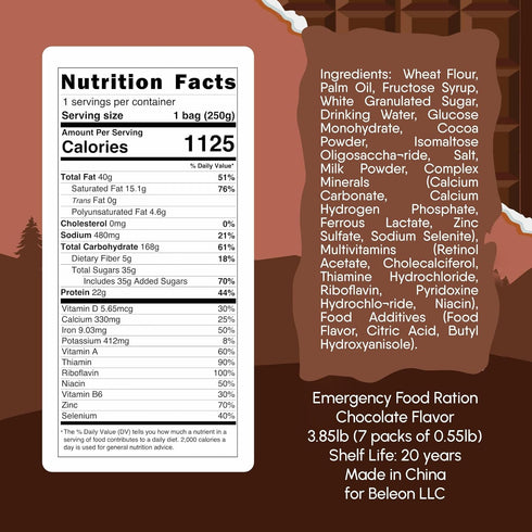 20 7 Emergency Food Supply - Chocolate Survival Ration - Years Shelf Life - Days