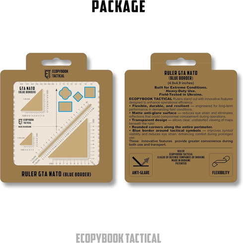 ECOPYBOOK TACTICAL 125x125mm, Ecopybook Flexible GTA NATO Army Protractor, Square Map Military Protractor for Land