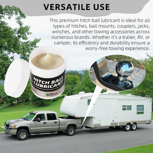 Calvana 4 oz 2 Trailer Hitch Ball Grease, Includes Trailer Ball Head Covers, Lubricant for Trailer Locks, Reduces