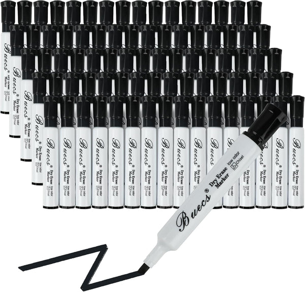 Black Dry Erase Markers Low-Odor 80 Count Chisel Tip for Writing on Whiteboards and Dry-Erase Boards