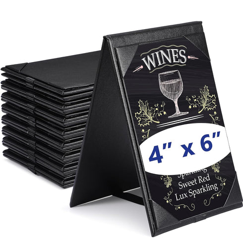 Gerrii Leatherette Table Tents Black PU Leather Menu Covers Bulk Double Sided