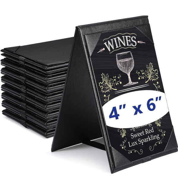 Gerrii Leatherette Table Tents Black PU Leather Menu Covers Bulk Double Sided