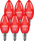 EDISHINE Dimmable Red Light Bulb, 5W Equivalent, 60W, E12 Socket, 6 Pack