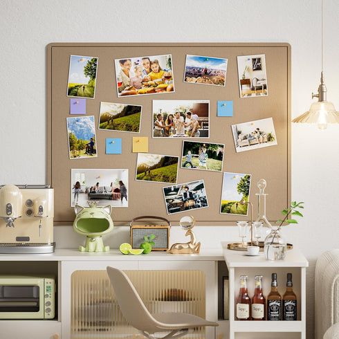 MaxGear Extra Large Bulletin Board, 48" x 36", Foldable Felt Board for Office, Home, School, Beige Brown