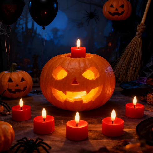 6 Pack CANDLE CHOICE Battery Operated Flameless Tea Lights Realistic Black Wick Bright Flickering LED Tealight Candles