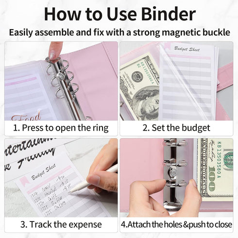 Sooez Budget Binder with Zipper Cash Envelopes & Expense Sheets for Budgeting and Saving Money, Money Organizer