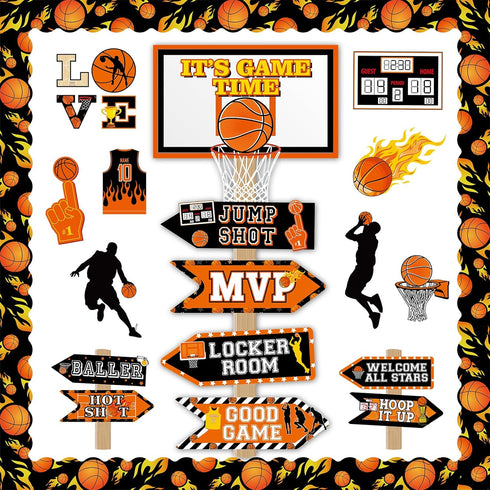 gisgfim 36pcs Basketball Bulletin Board Decoration, Basketball Theme Cut-Outs for School Classroom