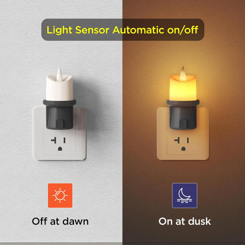 2-in-1 (2 Pack) 2 Pack) Plug in Night Light - Dual Mode: Sensor & Remote Control - Modern Farmhouse Black Candle Wall